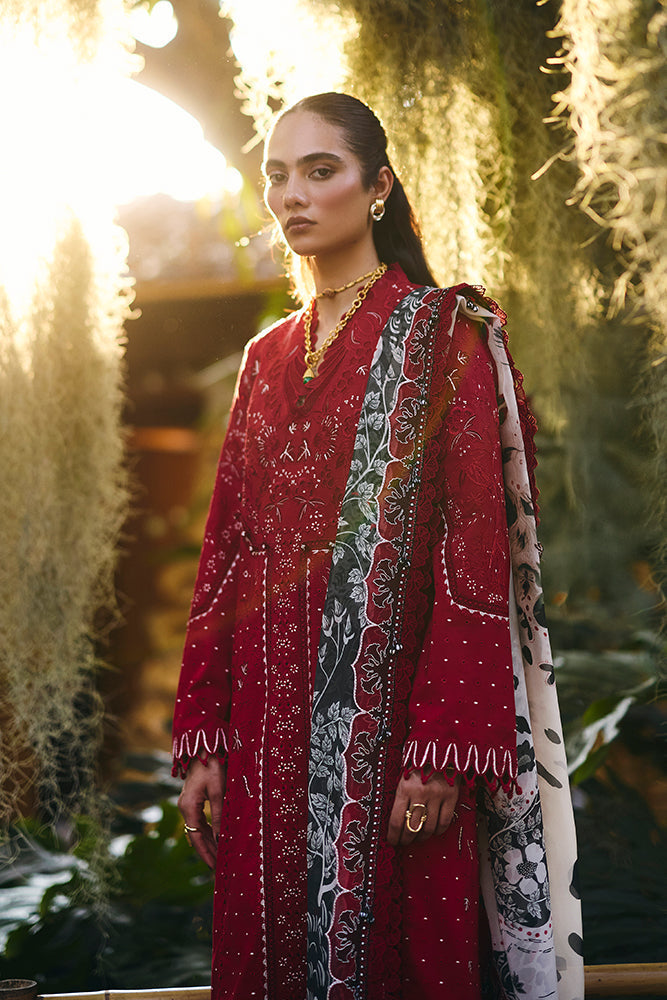 SUFFUSE-3PC LAWN EMBROIDERED SHIRT WITH CHIFFON PRINT DUPATTA AND EMB TROUSER-BIC-4810