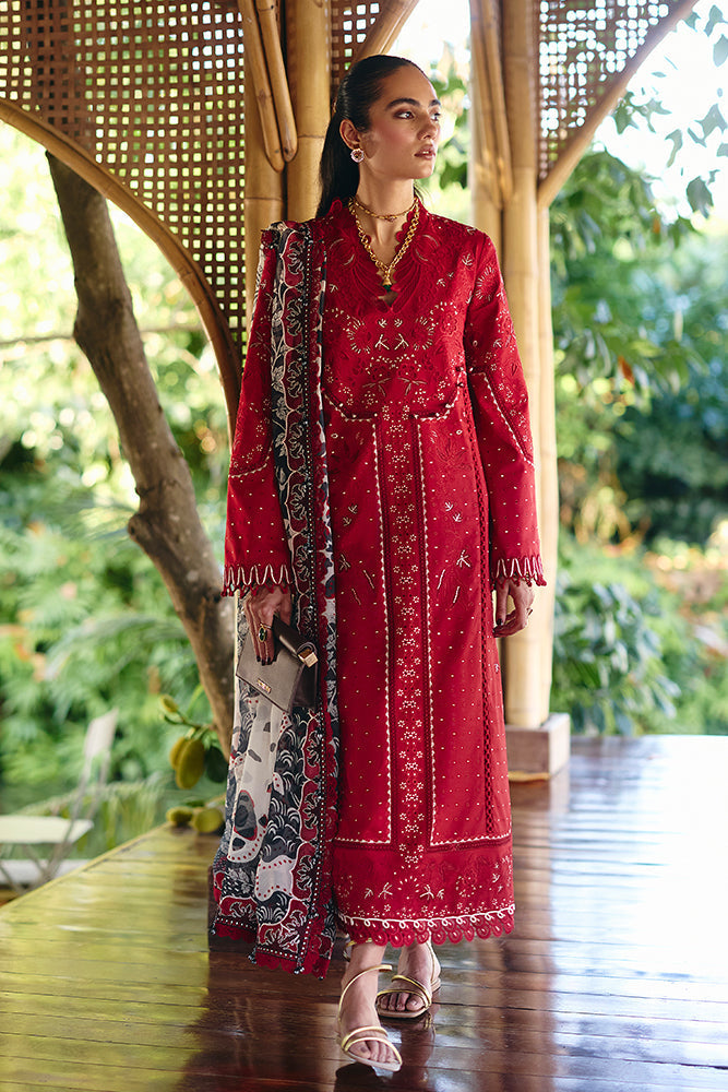 SUFFUSE-3PC LAWN EMBROIDERED SHIRT WITH CHIFFON PRINT DUPATTA AND EMB TROUSER-BIC-4810