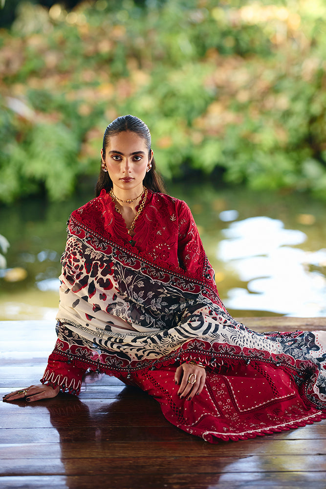SUFFUSE-3PC LAWN EMBROIDERED SHIRT WITH CHIFFON PRINT DUPATTA AND EMB TROUSER-BIC-4810