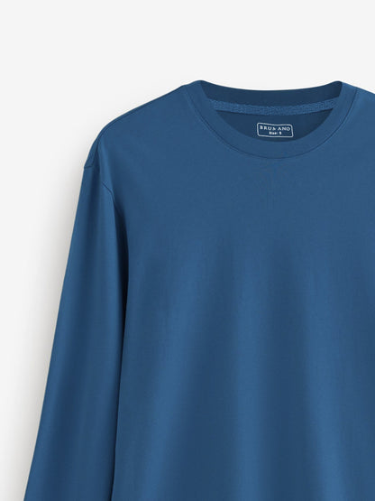 Teal Blue Long Sleeve Crew Neck T-Shirt - Women